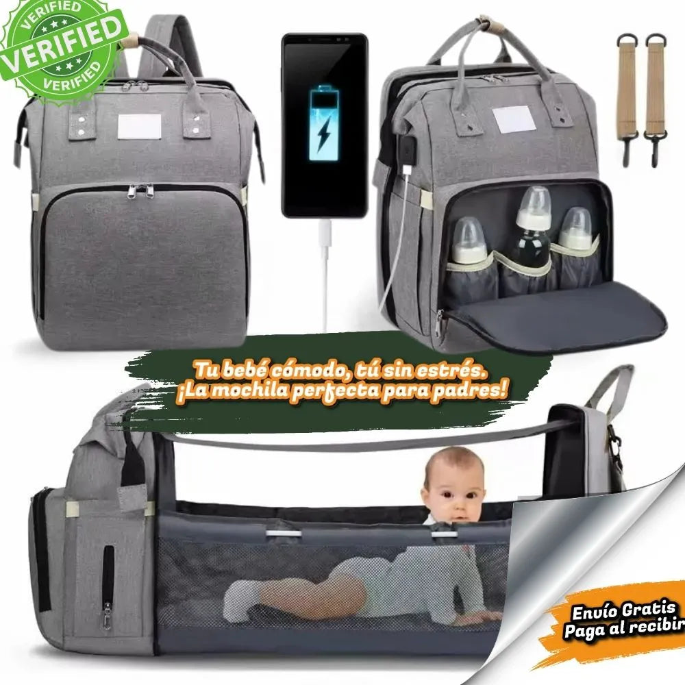 MamiGo™: Mochila 3 en 1 con Cuna y Cambiador